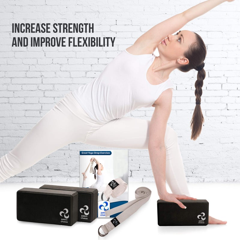 Pete's Choice 2 Yoga Blocks + 2 Yoga Straps - Starter Kit for Beginners, Ideal for Home Indoor Exercises - Image 3